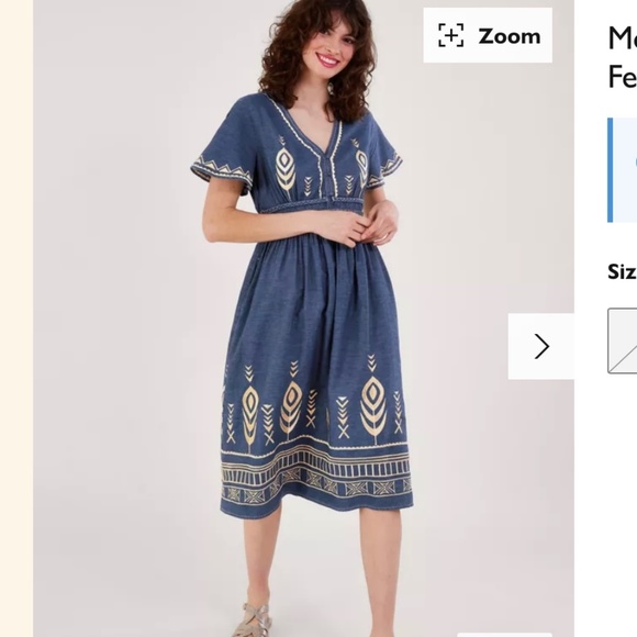 XXL Monsoon London Peacock feather dress blue NWT - Picture 3 of 16